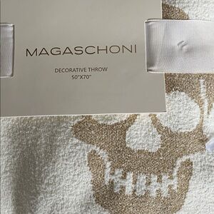 Magaschoni Cream and Gold Patterned skull Decorative Throw